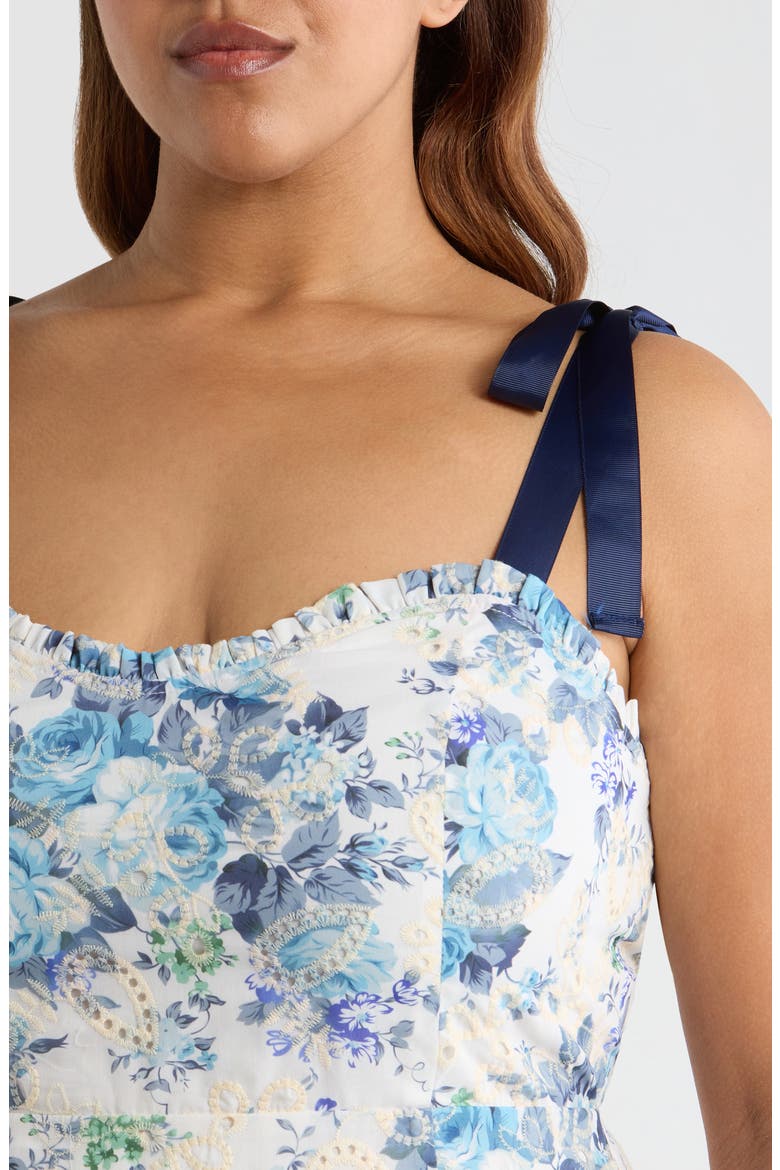 Majesty Villa Garden Floral Sundress, Alternate, color, WHITE-BLUE