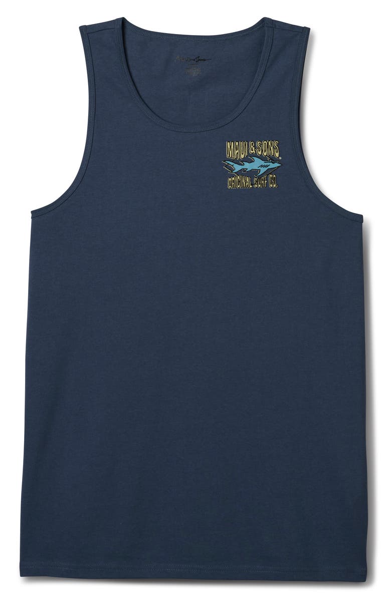 Maui & Sons Biting Edge Graphic Tank, Alternate, color, Indigo