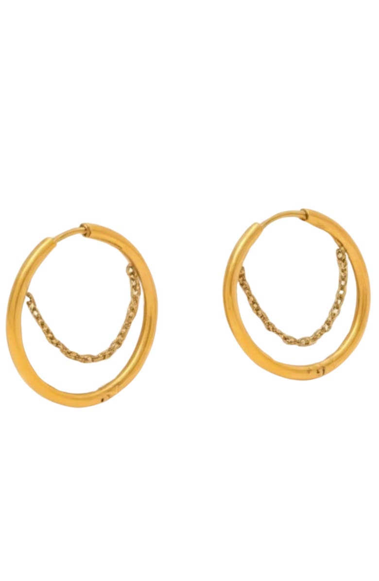 AKALIA Waterproof Gold Chain Swing Hoop Earrings, Main, color, 