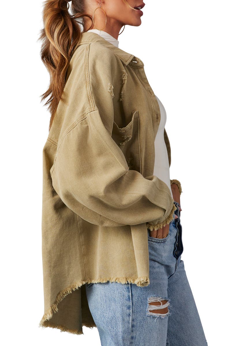 VICI Collection Thinking Out Loud Distressed Denim Shirt Jacket, Alternate, color, 