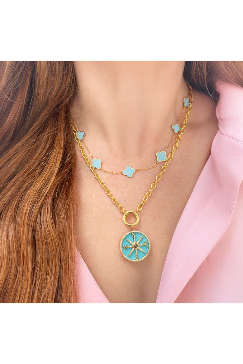Round Charm Holder Necklace, Alternate, color, Yellow Gold