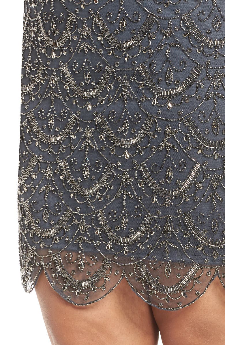 Pisarro Nights Scallop Embellished Mesh Cocktail Dress, Alternate, color, 