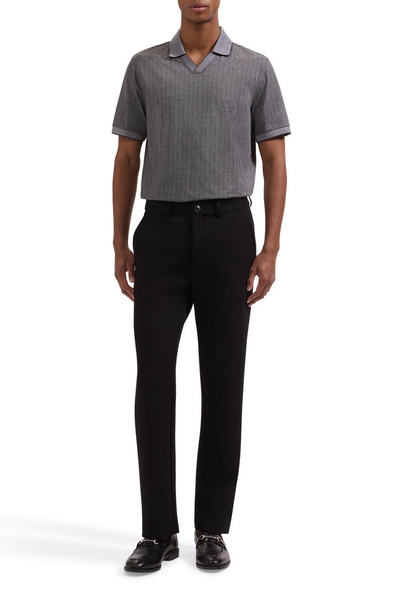 Bugatchi Tipped Johnny Collar Polo, Alternate, color, Black