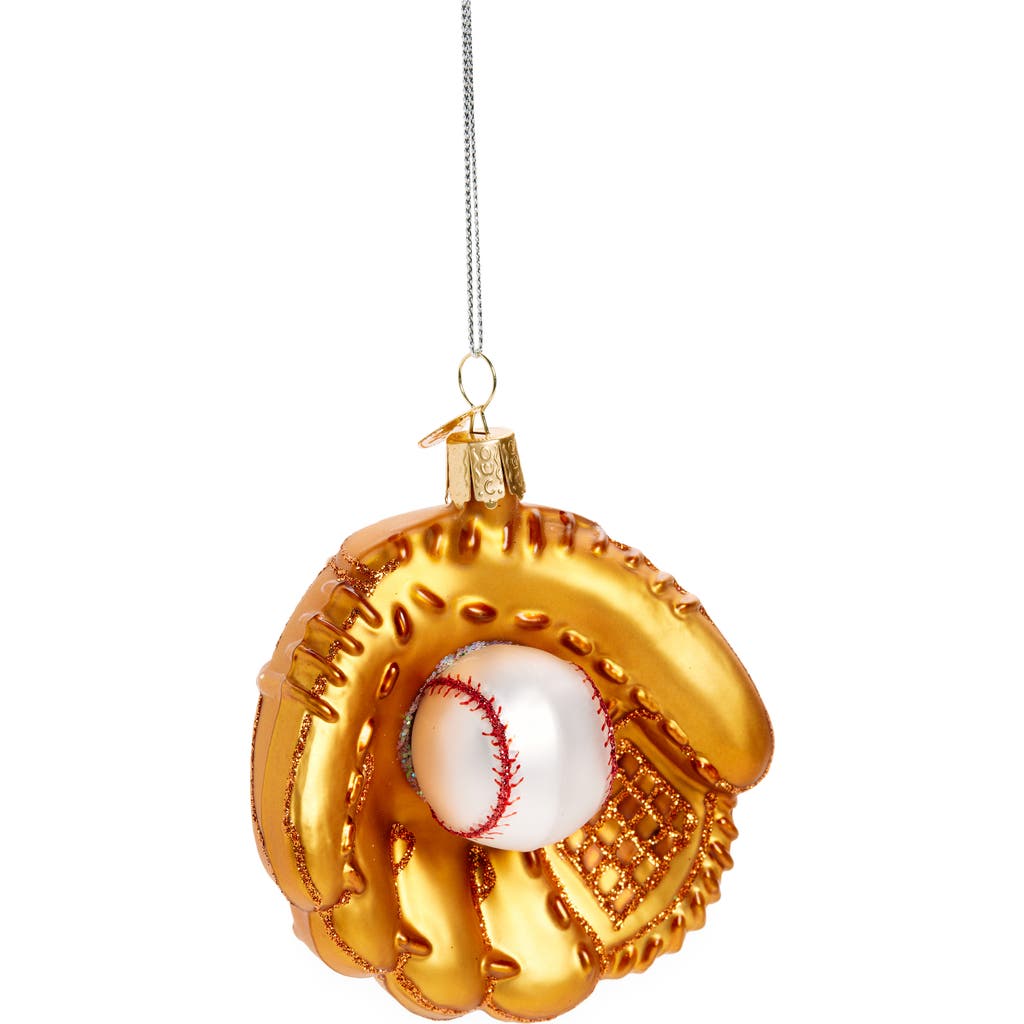 Old World Christmas Baseball Mit Christmas Ornament In Brown/white