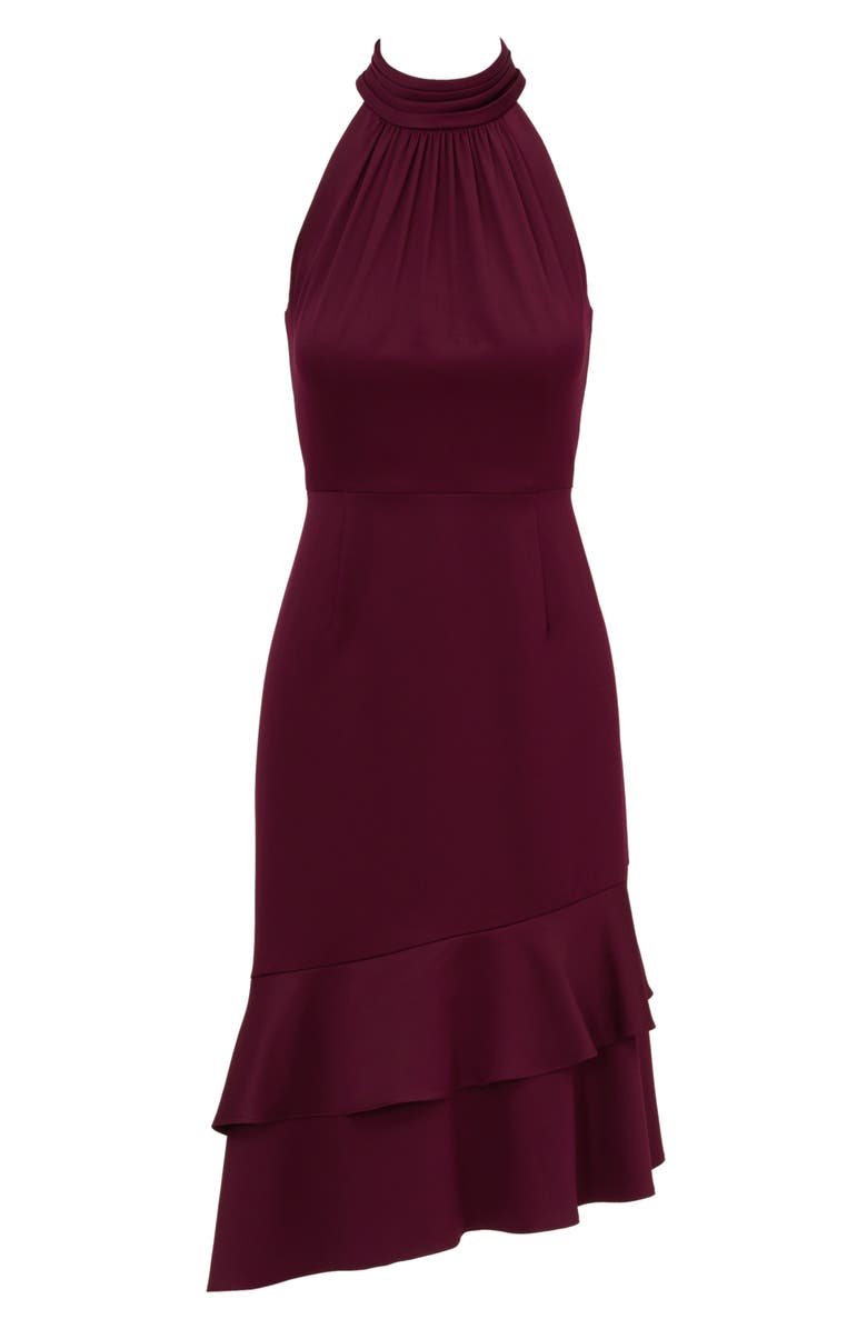 Adrianna Papell Ruffle Sleeveless Satin Crepe Dress, Alternate, color,