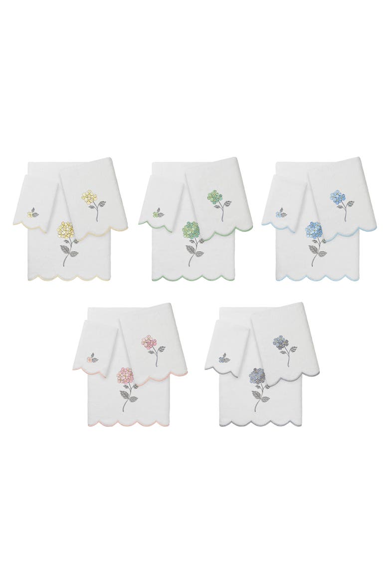 Hydea Scallop 3-Piece Towel Set, Alternate, color, WHITE/ PINK