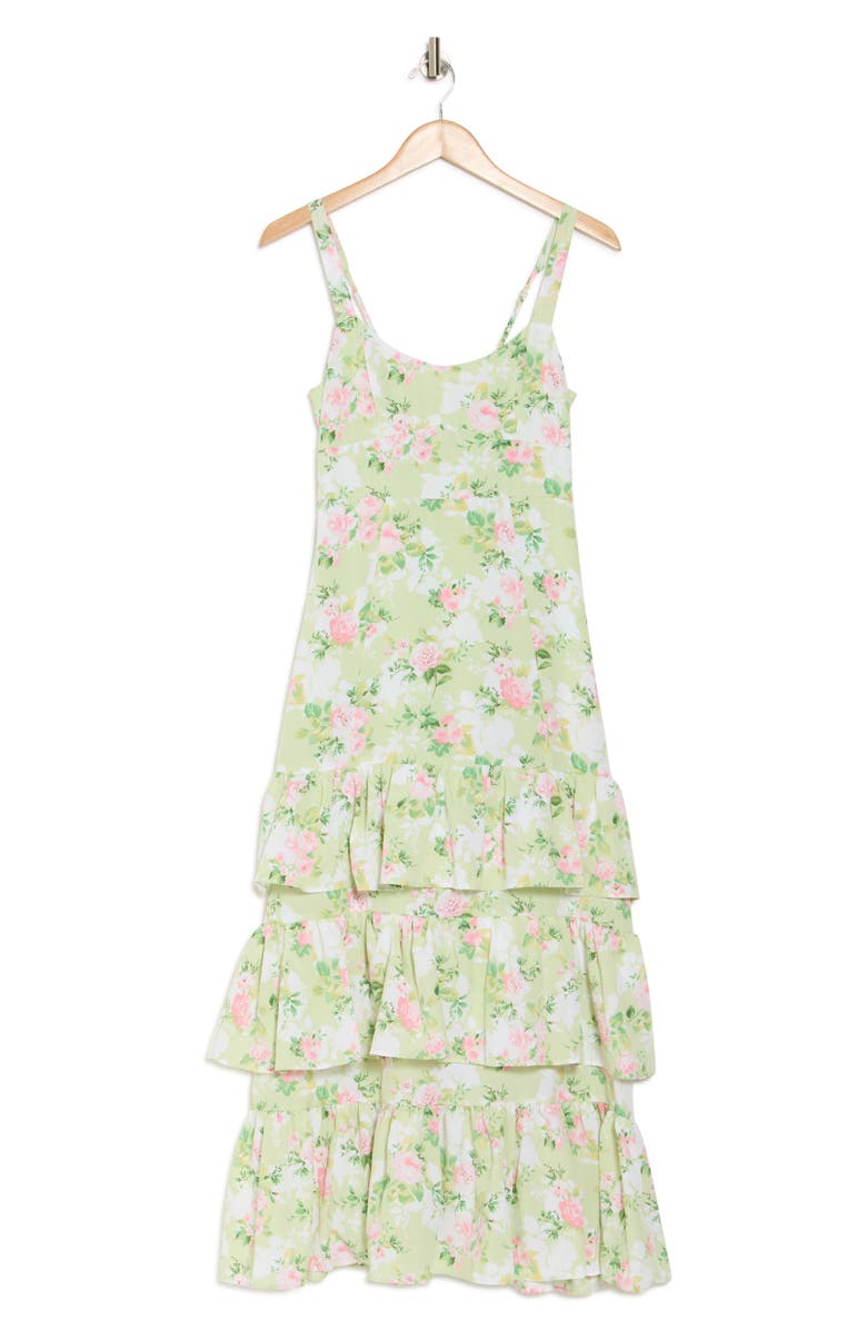 AUGUST SKY Tiered Maxi Dress, Alternate, color, Mint Multi