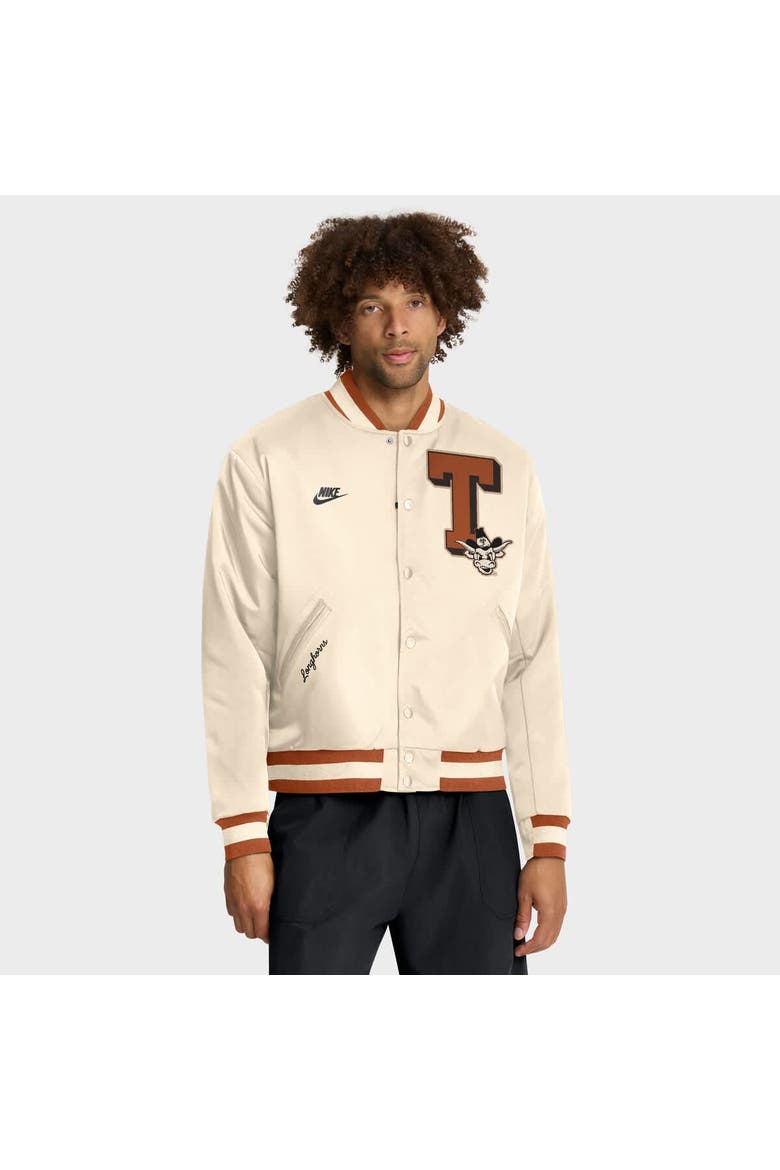 Men's Nike Tan Texas Longhorns Legacy Full-Snap Bomber Jacket, Main, color, Tan