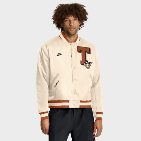 Men's Nike Tan Texas Longhorns Legacy Full-Snap Bomber Jacket