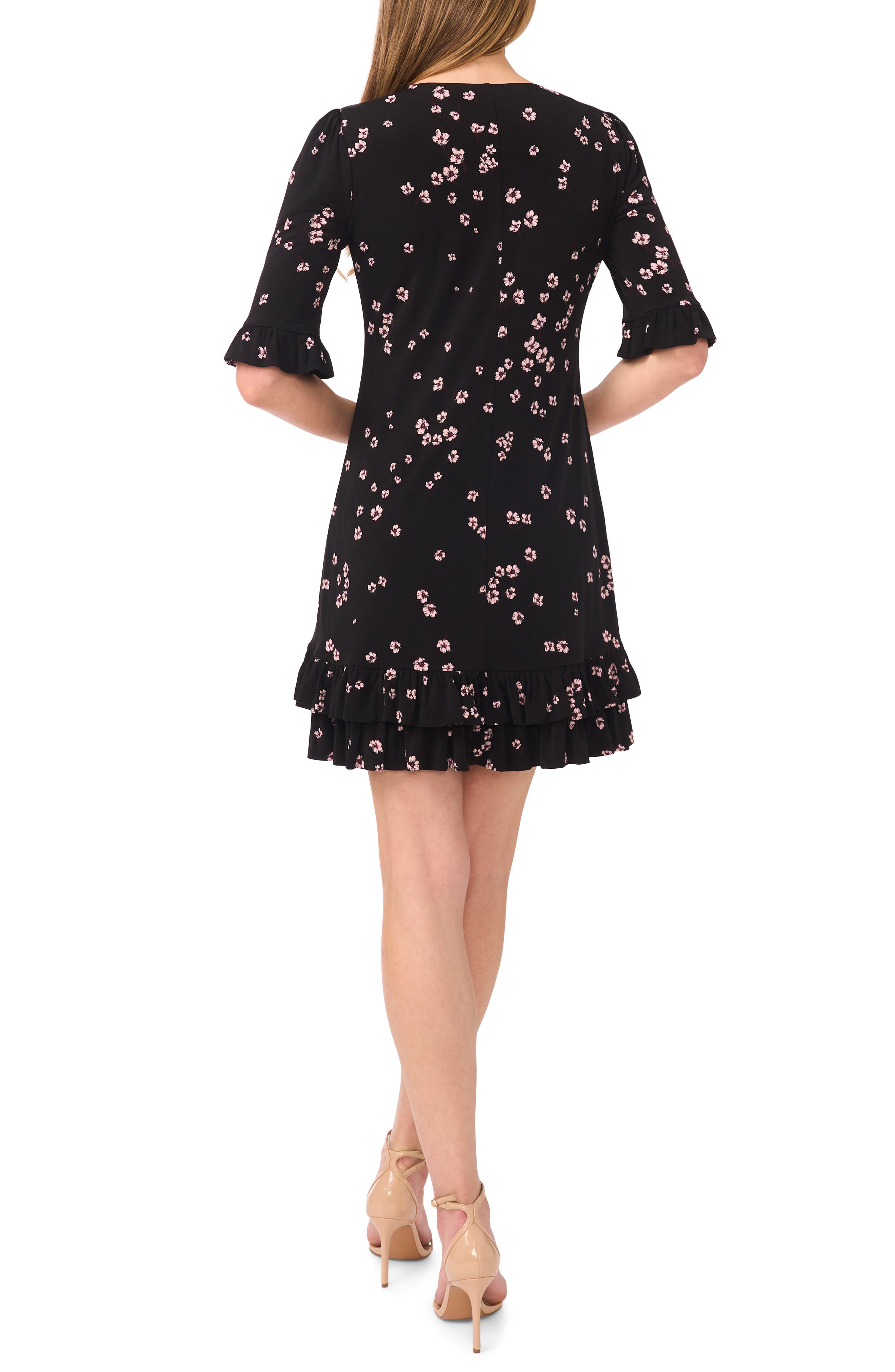 Floral Double Flounce Hem Knit Dress - image 2