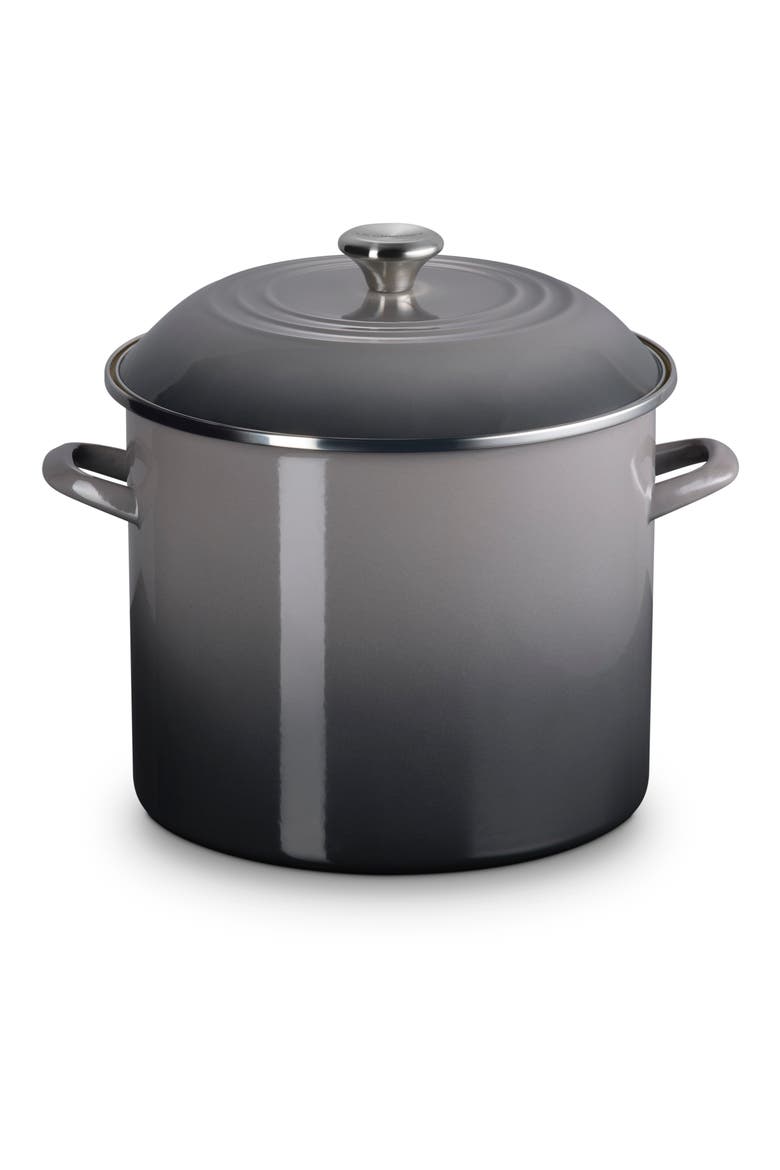 16-Quart Enameled Stainless Steel Stock Pot, Alternate, color, OYSTER