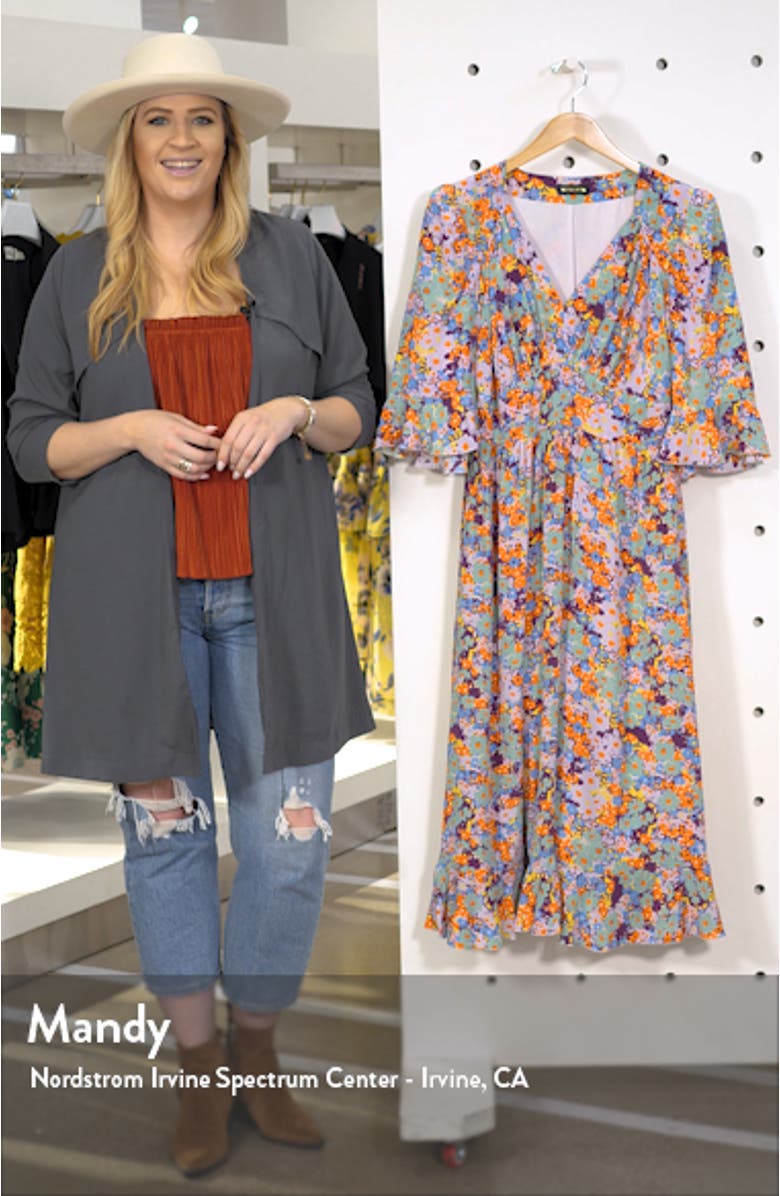 Evelyn Floral Print Silk Midi Dress, sales video thumbnail