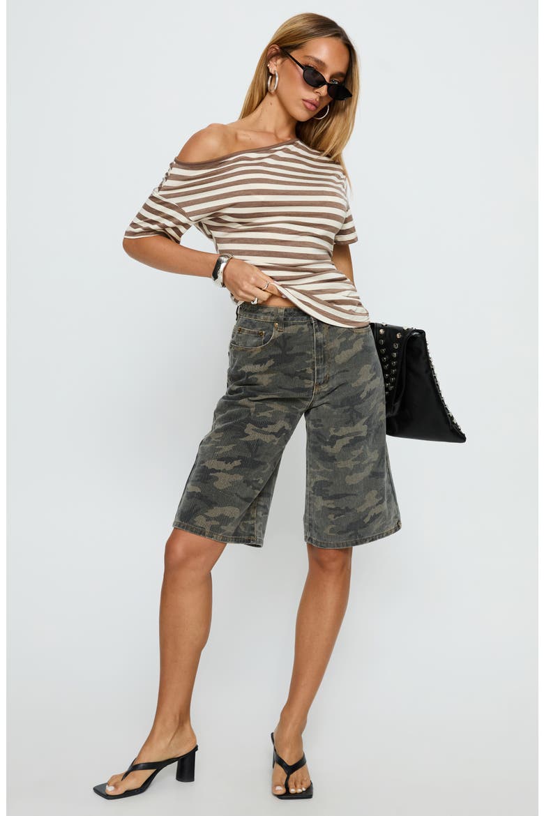 Emlynn Stripe One-Shoulder Top, Alternate, color, BROWN STRIPE