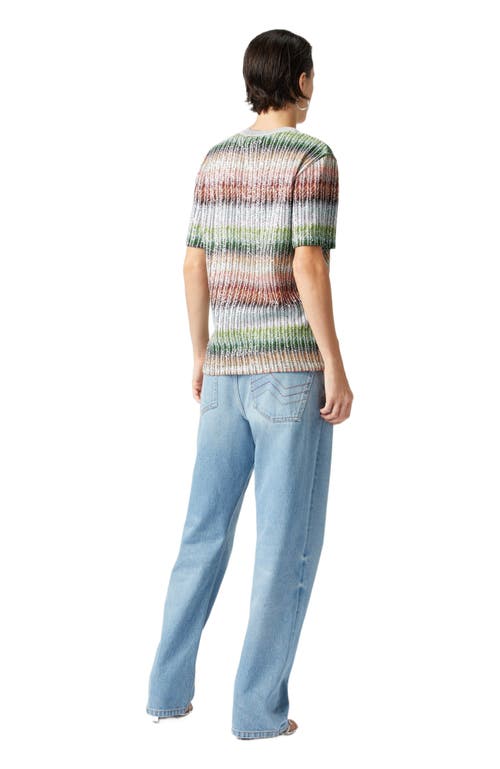 Shop Missoni Crewneck T-shirt In Gradient Zigzag Knit With Sequins In Multicoloured
