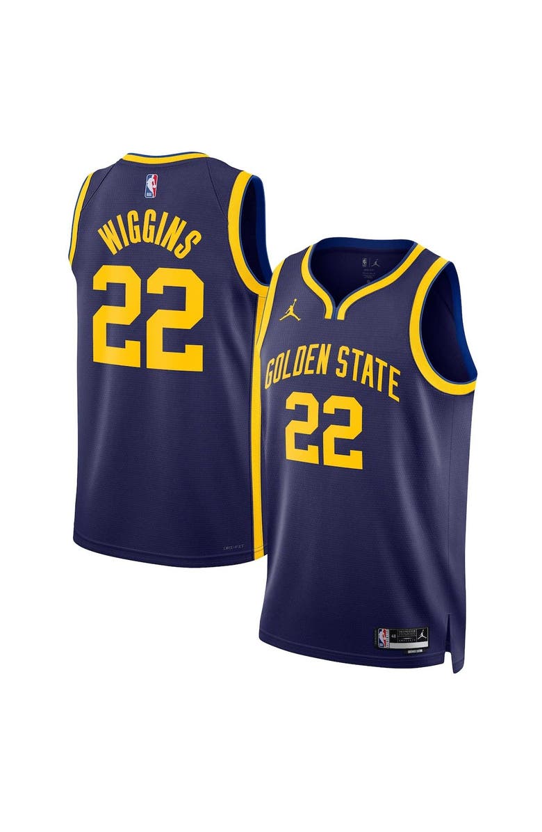 Jordan Brand Unisex Jordan Brand Andrew Wiggins Navy Golden State Warriors Swingman Jersey - Statement Edition, Main, color,