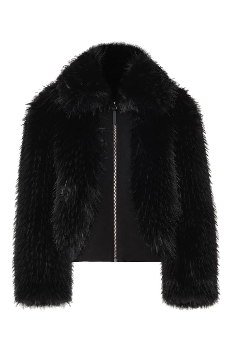 Nanny Faux Fur & Wool Jacket, Alternate, color, BLACK