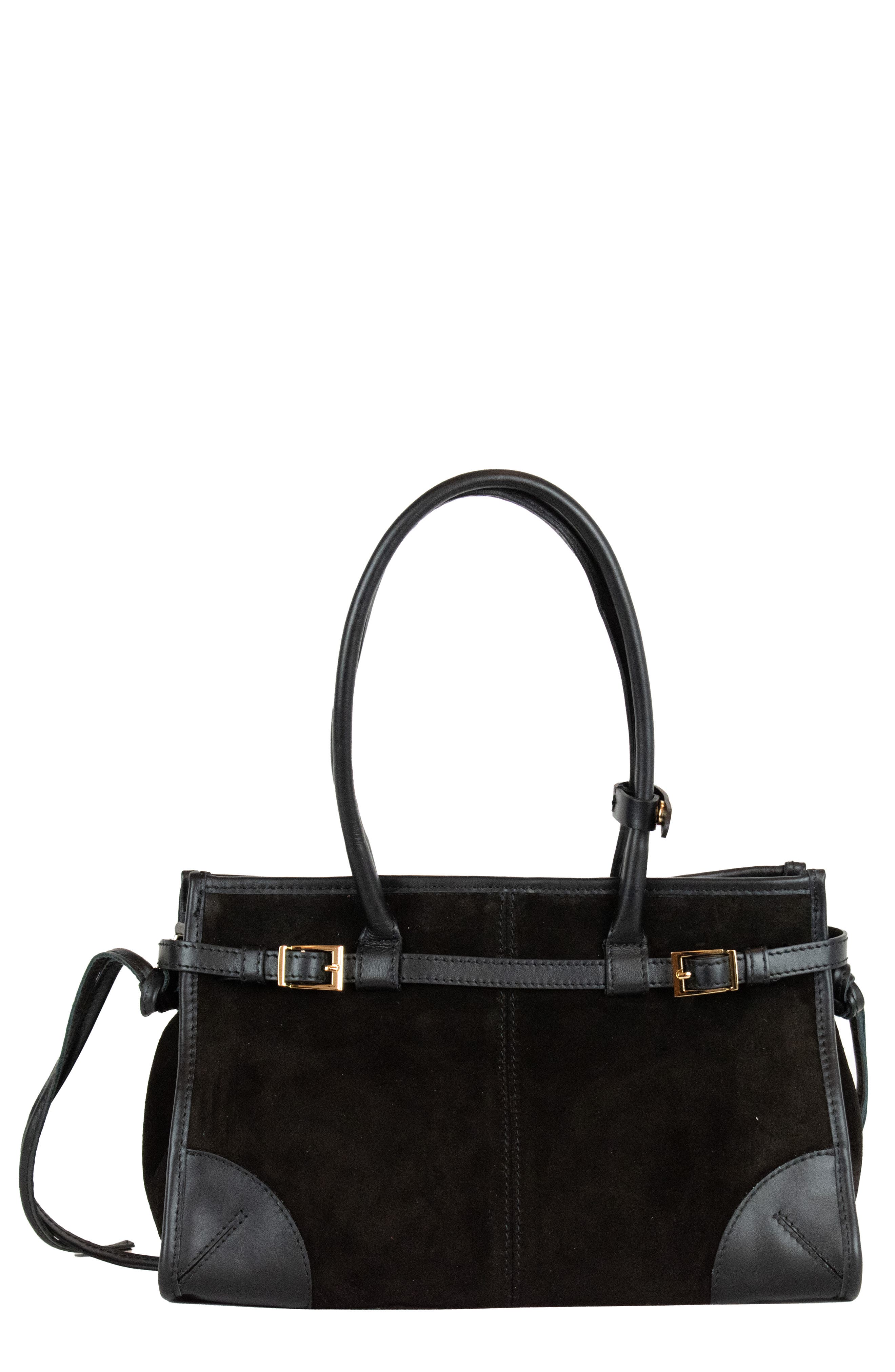 Persaman New York Leather & Suede Tote Bag, Main, color, Black