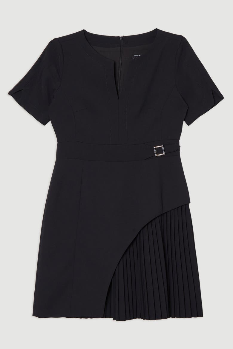 Military Pleat Mini Dress, Alternate, color, Black