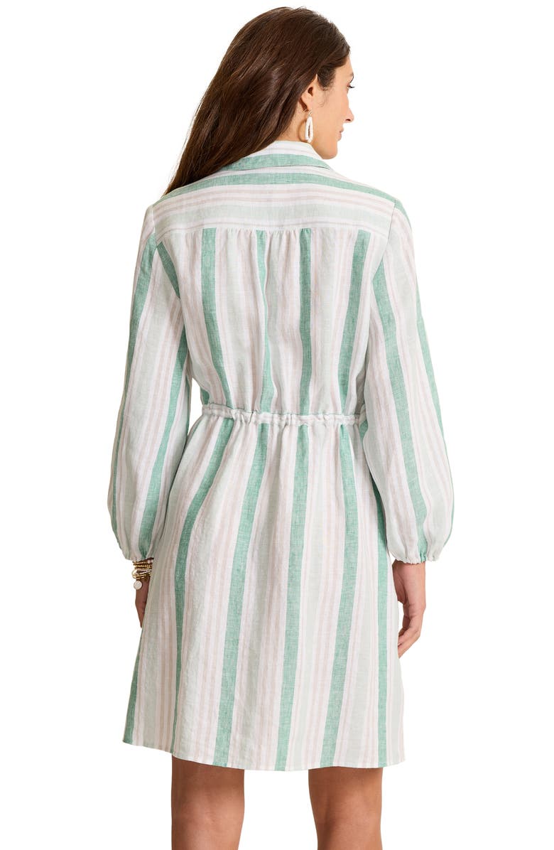 Tommy Bahama Seaside Cove Stripe Long Sleeve Linen Shirtdress, Alternate, color, Silky Green