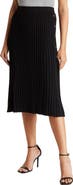 Adrianna Papell Side Button Ribbed Knit Midi Skirt