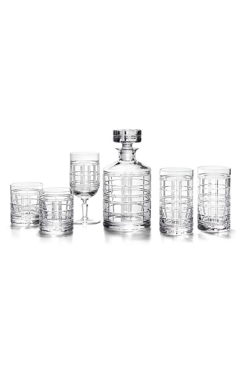 Ralph Lauren Hudson Plaid Crystal Goblet, Alternate, color,