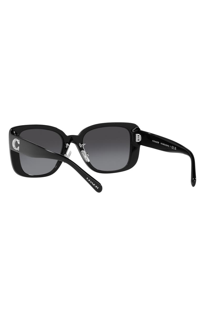 COACH 54mm Gradient Square Sunglasses, Alternate, color, Black