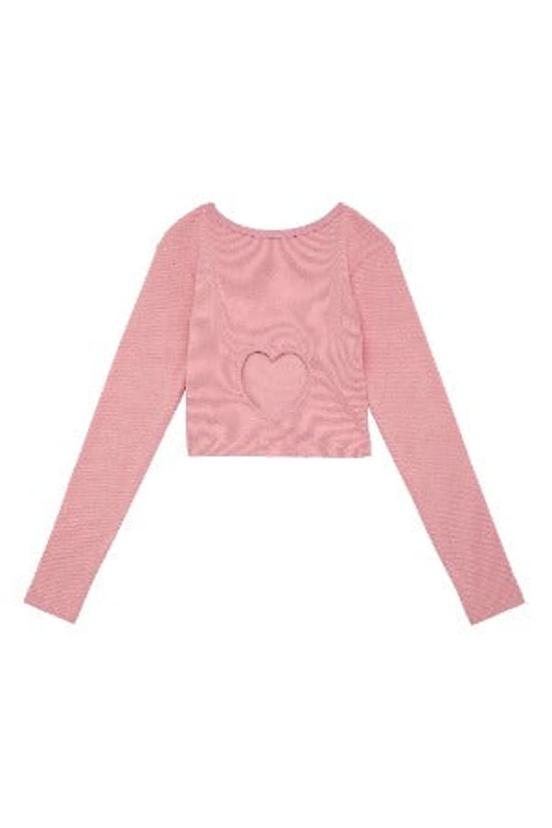 Sloane Long Sleeve Heart Cut Out Ribbed Top, Alternate, color, Ballet Pink