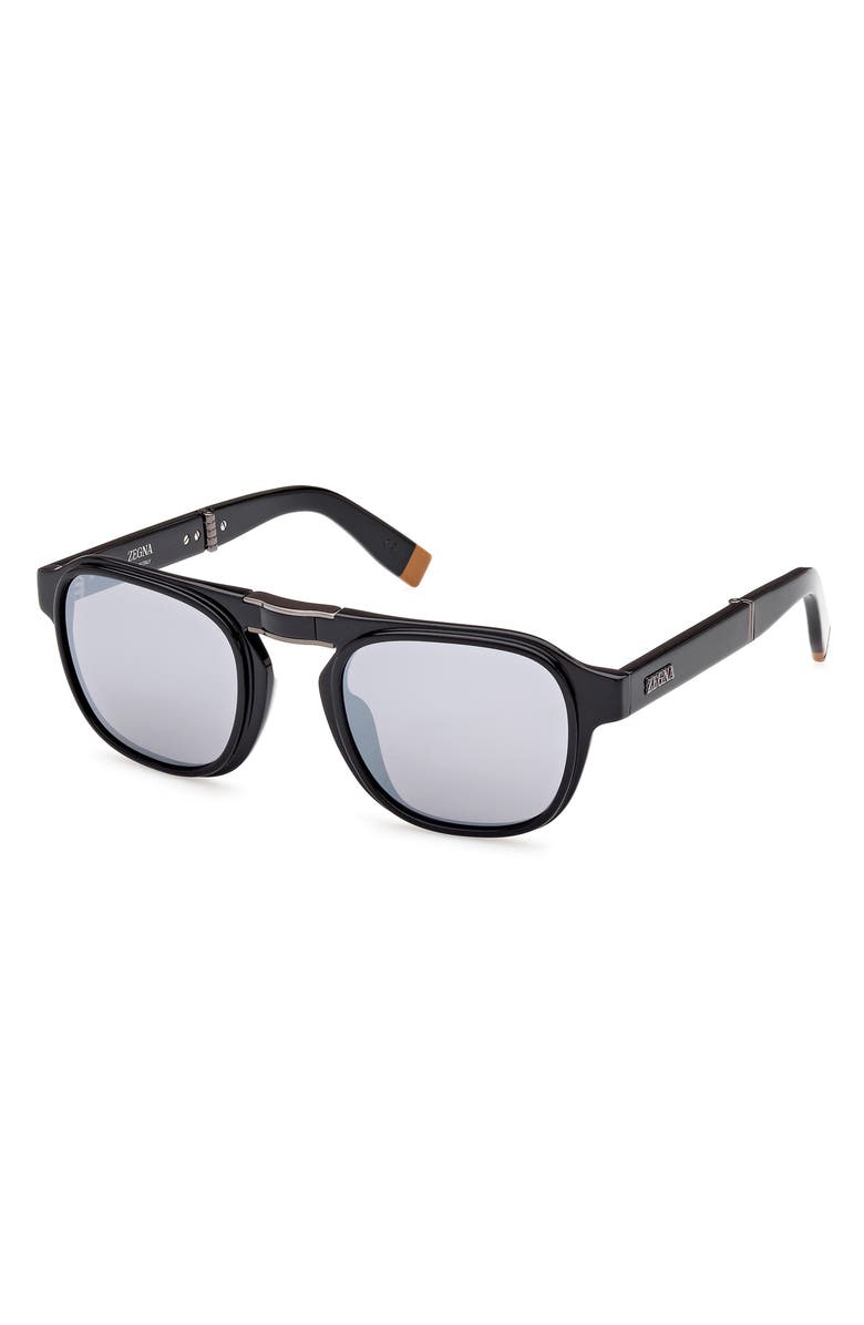 ZEGNA 53mm Round Sunglasses, Alternate, color,