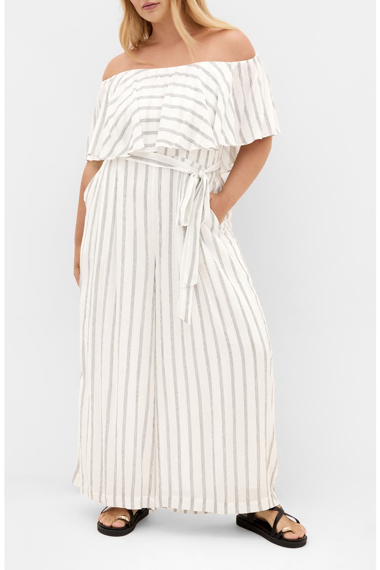 Emery Stripe Jumpsuit, Main, color, BLACK STRIPE