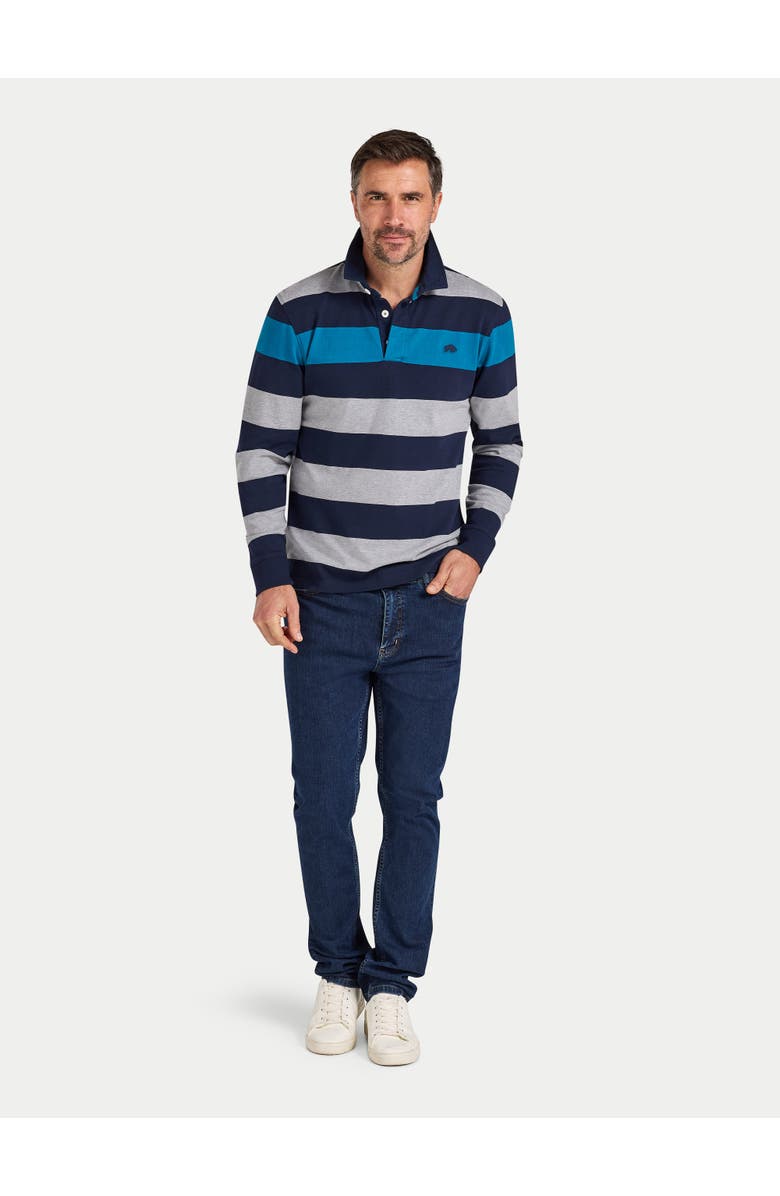 Raging Bull Long Sleeve Contrast Stripe Rugby Shirt, Alternate, color, Cobalt