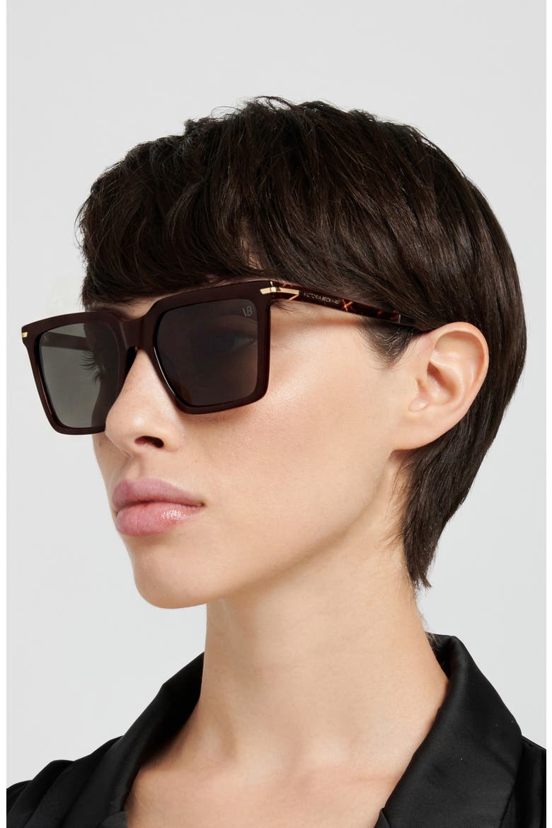 VB 1022/S 56mm Rectangular Sunglasses, Alternate, color, HAVANA/ BROWN SF