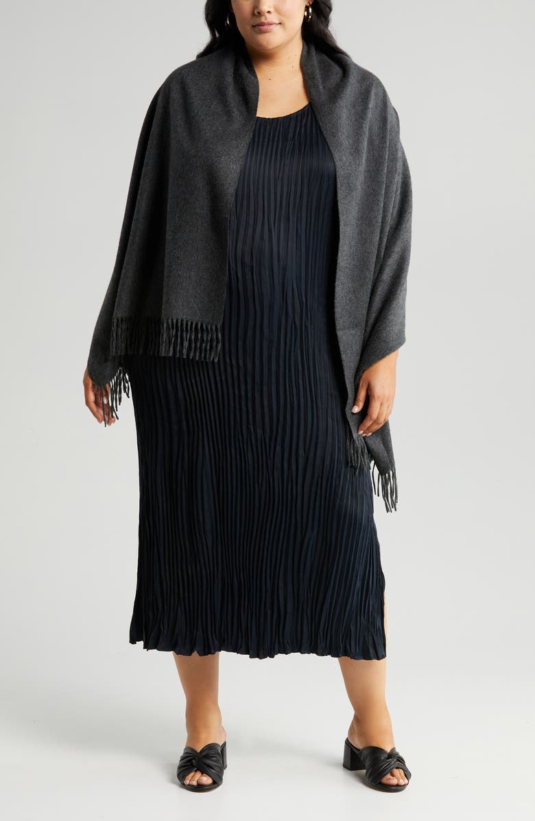 Eileen Fisher Pleated Scoop Neck Midi Dress, Main, color,
