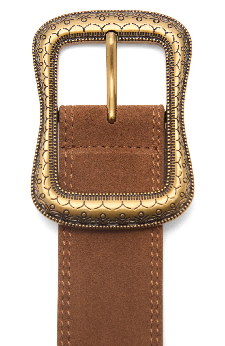 MANGO Engraved Buckle Faux Leather Belt, Alternate, color, 