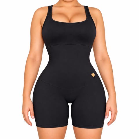 X Yahaira Biker Jumpsuit Body Briefers Triple Tummy Layer Shorts