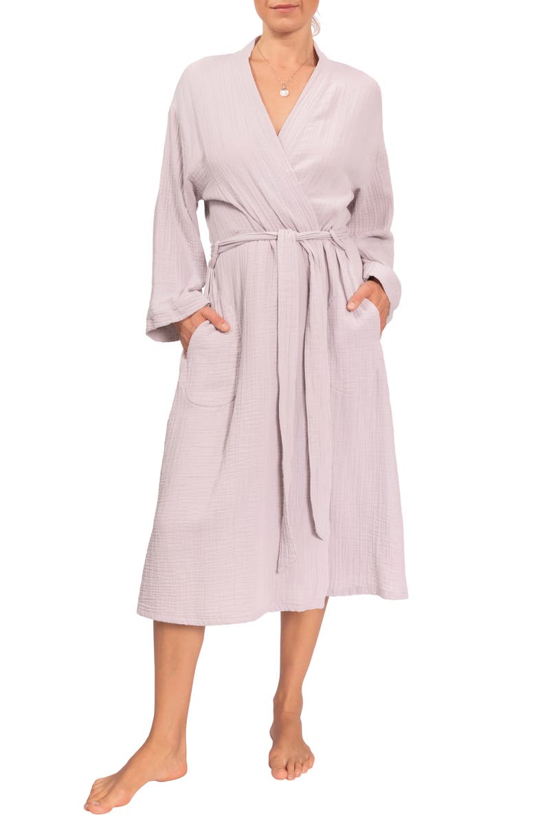 Everyday Ritual Nora Cotton Gauze Robe, Main, color, Light Grey