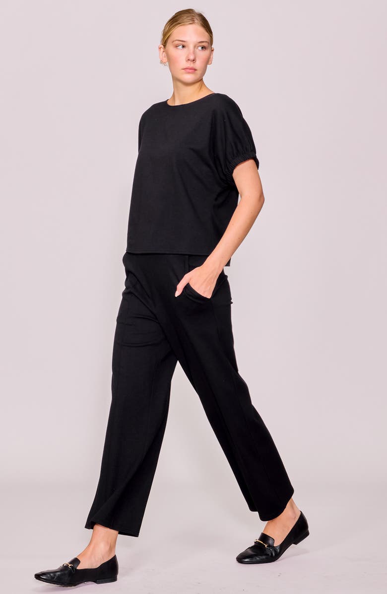 MELLODAY Knit Pintuck Ankle Pants, Alternate, color, Black