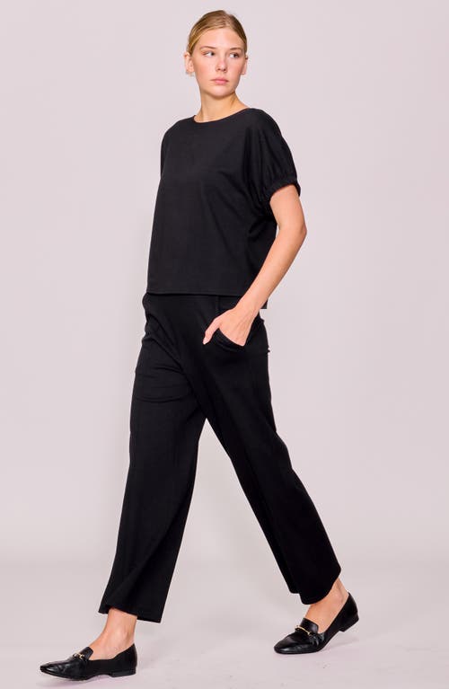 Melloday Knit Pintuck Ankle Pants In Black
