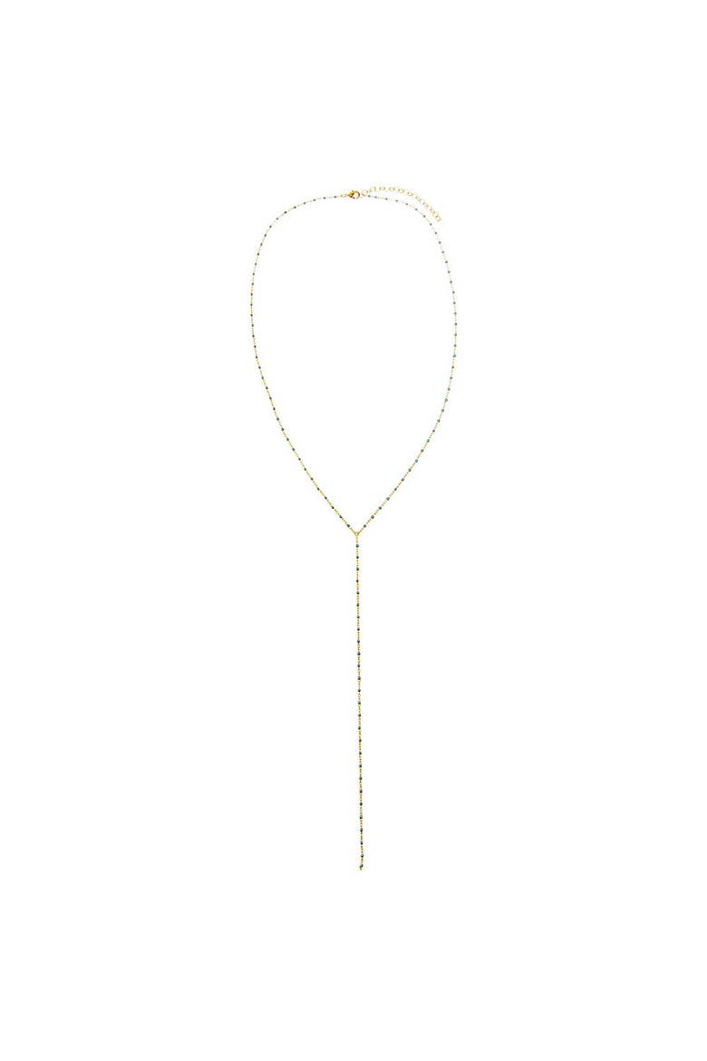 Turquoise Enamel Beaded Chain Lariat, Alternate, color, Turquoise