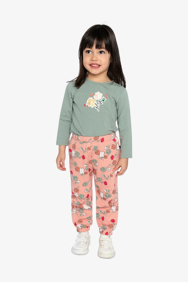 Organic Cotton Glitter Bouquet Long Sleeve T-Shirt, Alternate, color, Sage Green