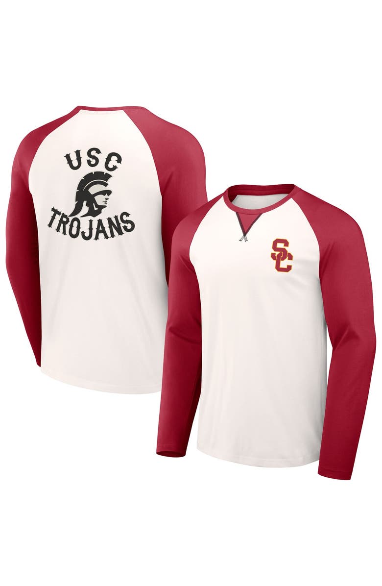 Darius Rucker Collection by Fanatics Men's Darius Rucker Collection by Fanatics Cream/Cardinal USC Trojans Raglan Long Sleeve T-Shirt, Main, color, 