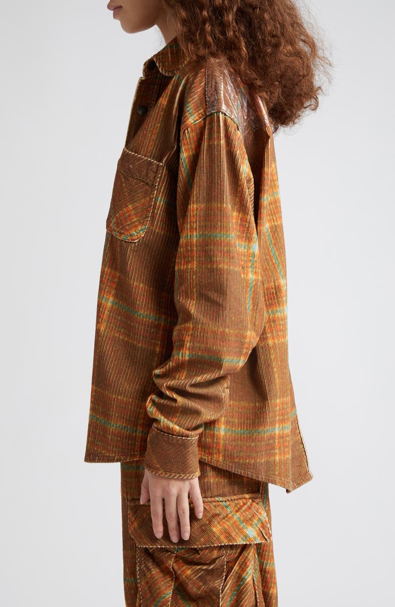 ERL Gender Inclusive Plaid Corduroy Overshirt, Alternate, color,