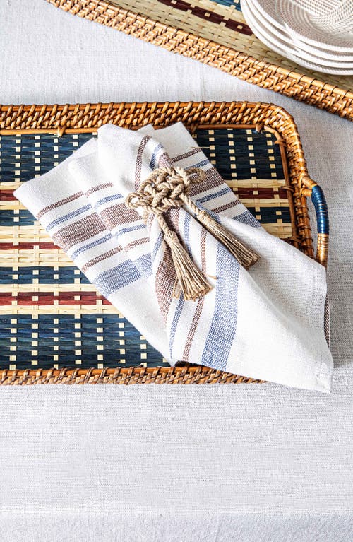 Juliska Danish Stripe Wicker Tray In Blue