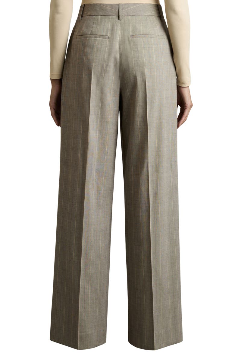 Tallulah Pinstripe Pleat Front Wide Leg Stretch Wool Pants, Alternate, color, GREY