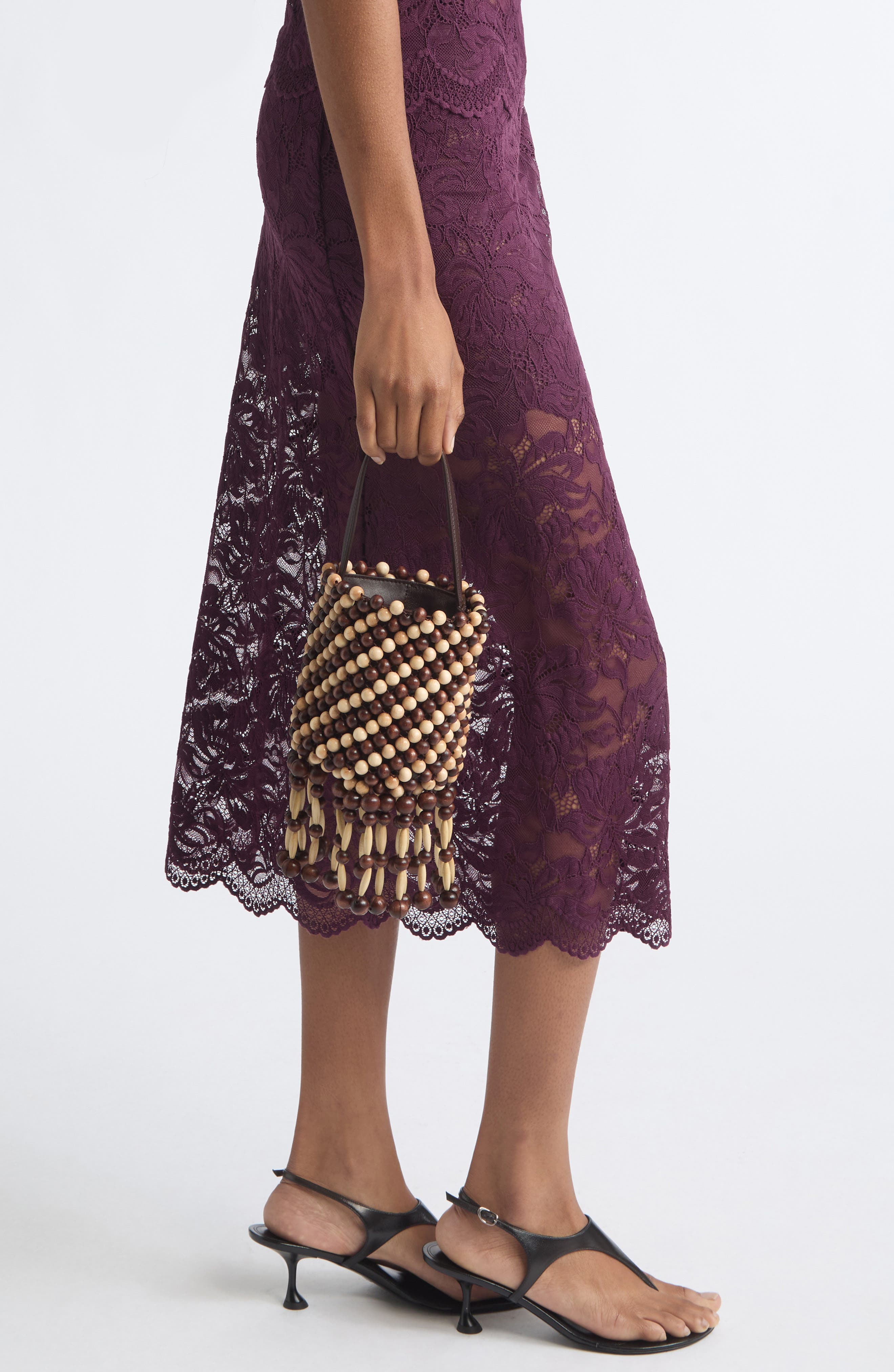 Sac À Main Beaded Shoulder Bag, Alternate, color, BROWN / GOLD