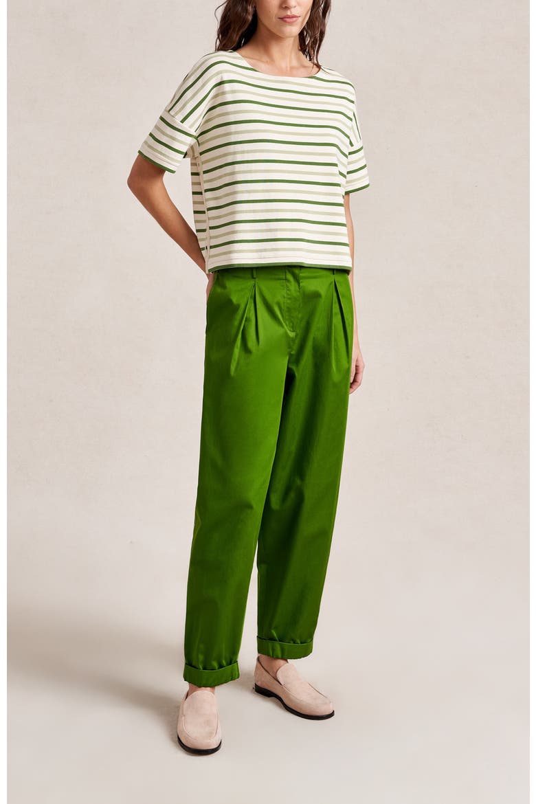 Short Sleeve Breton Tee, Main, color, Ecru/Cactus/Celadon