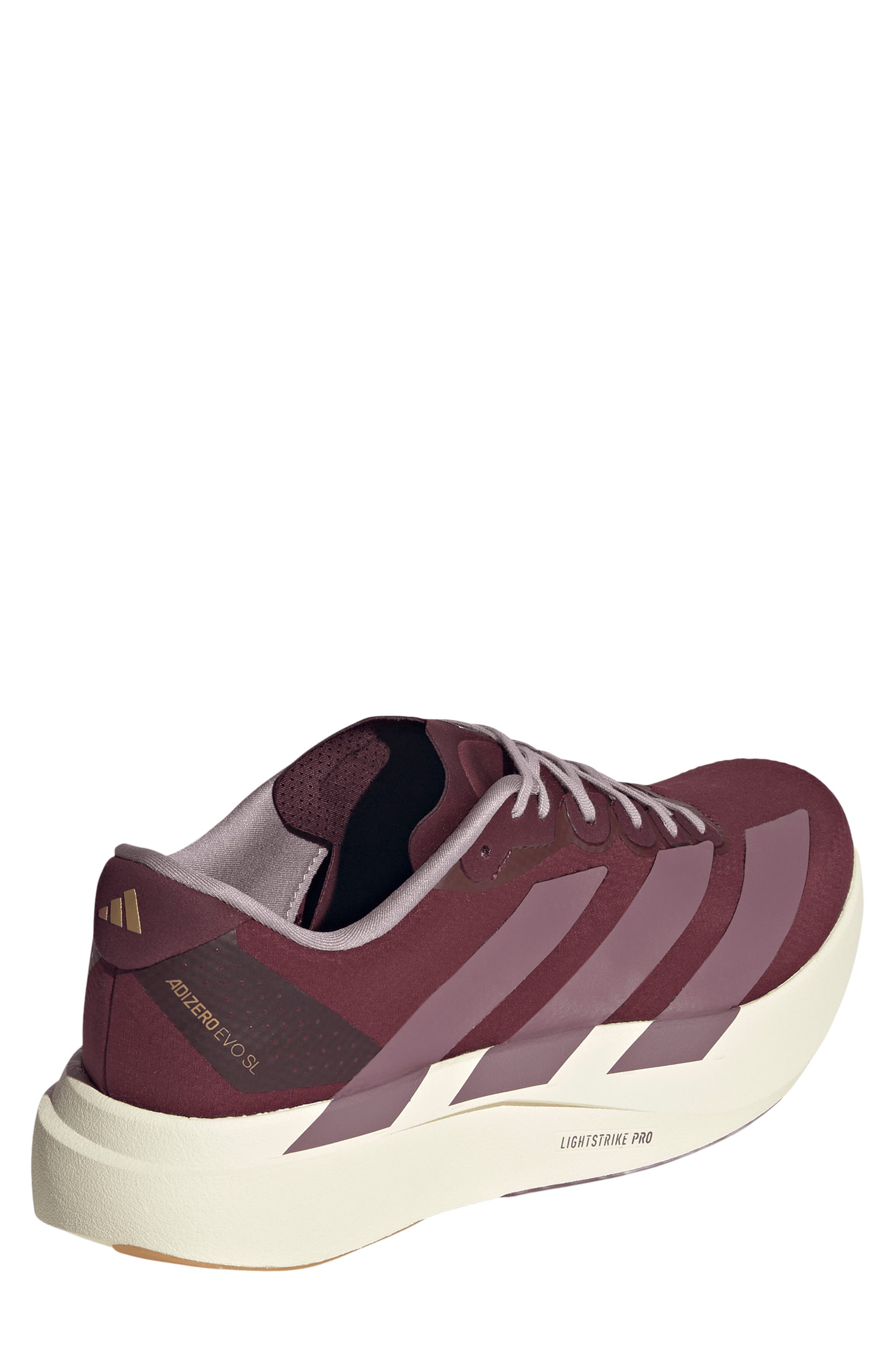 Adizero Evo SL Running Shoe, Alternate, color, MAROON/ SHADOW FIG/ FIG