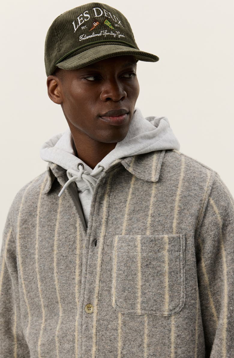 Les Deux Lennon Stripe Overshirt, Alternate, color, Grey Melange