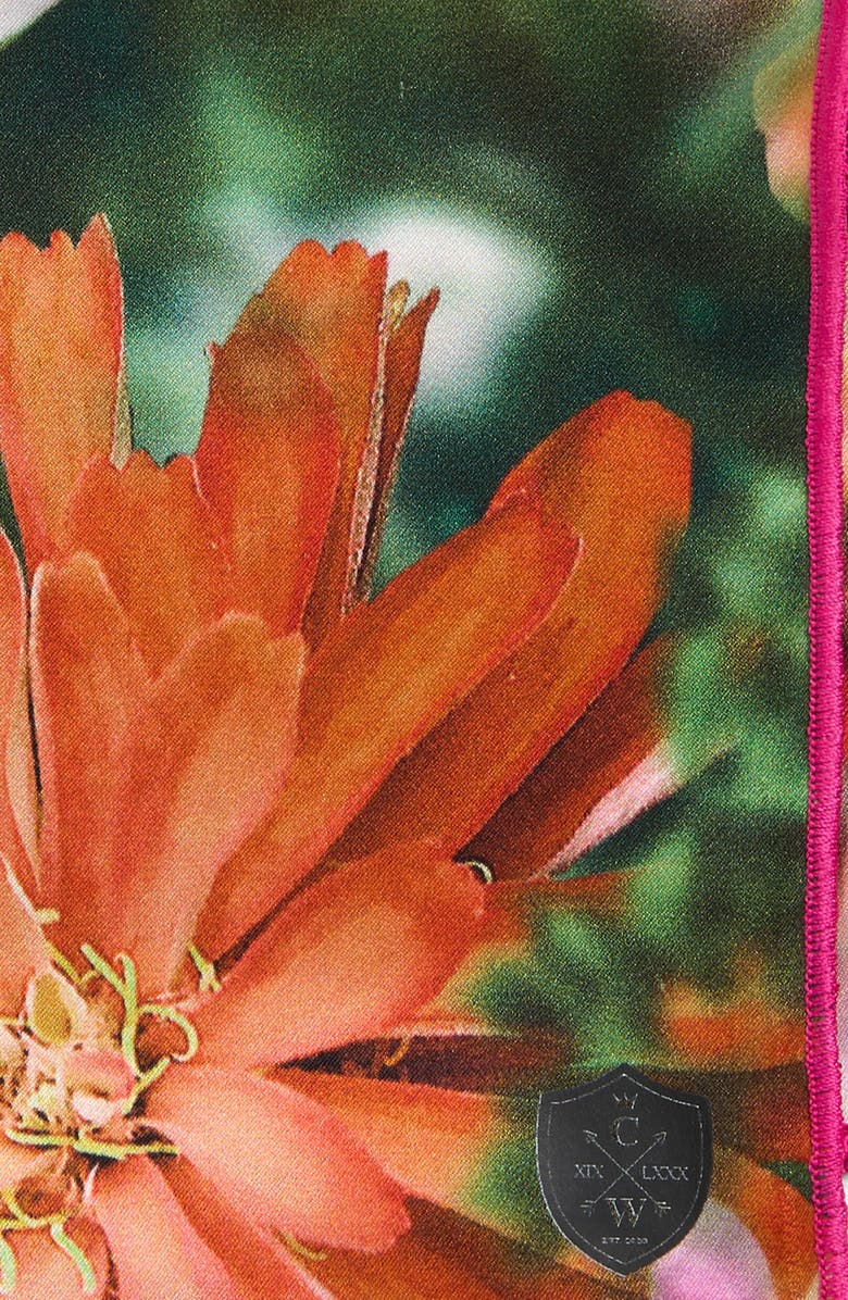 CLIFTON WILSON Fuchsia Multifloral Silk Pocket Square, Alternate, color, Pink