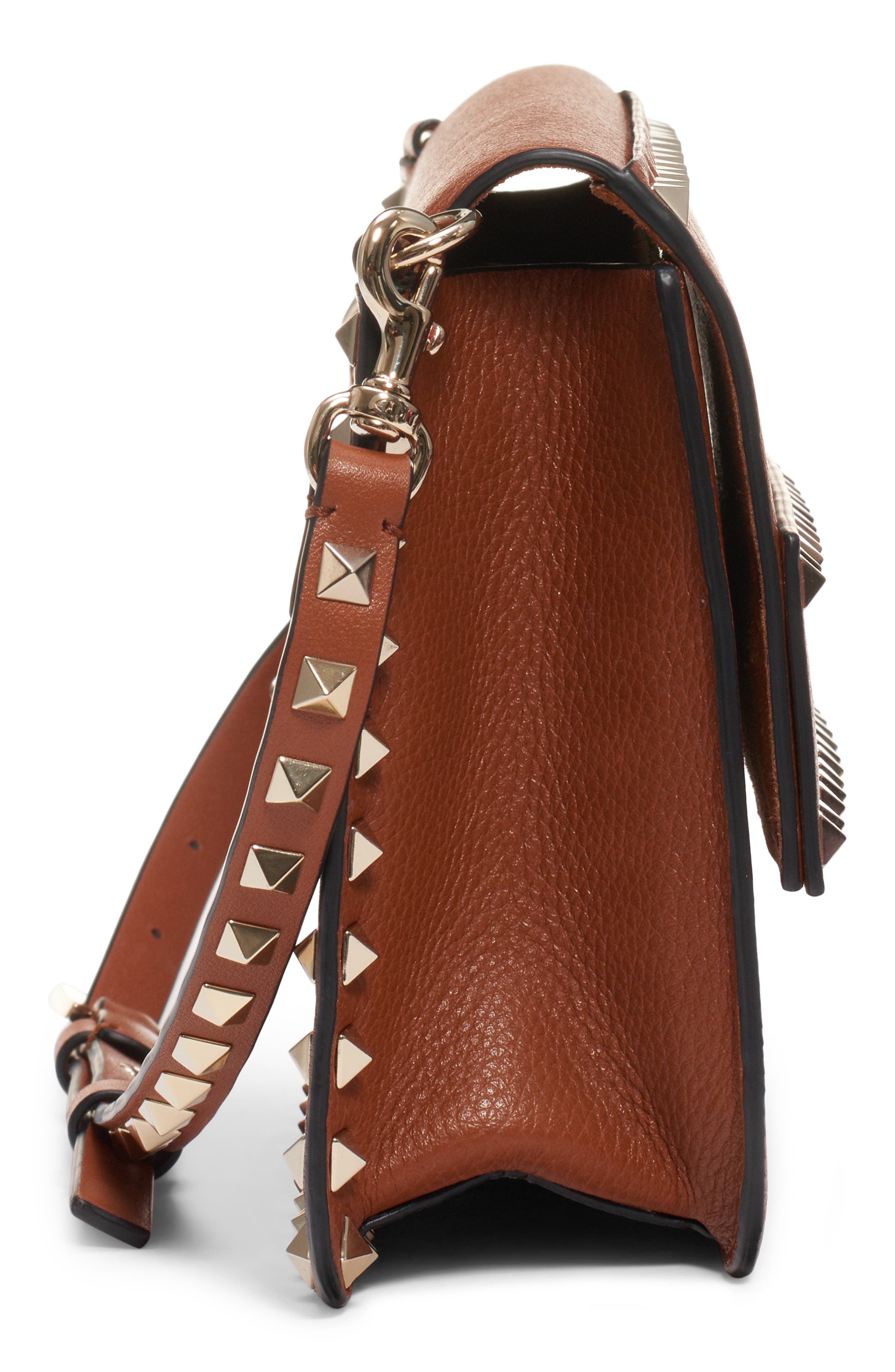 Valentino Garavani Small Rockstud Calfskin Leather Shoulder Bag, Alternate, color, 