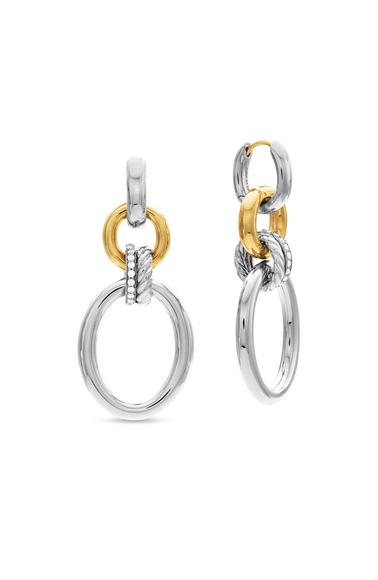 David Yurman Mercer<sup>™</sup> Pavé Diamond Circular Drop Earrings, Alternate, color, Sterling Silver/ 18Ky Gold